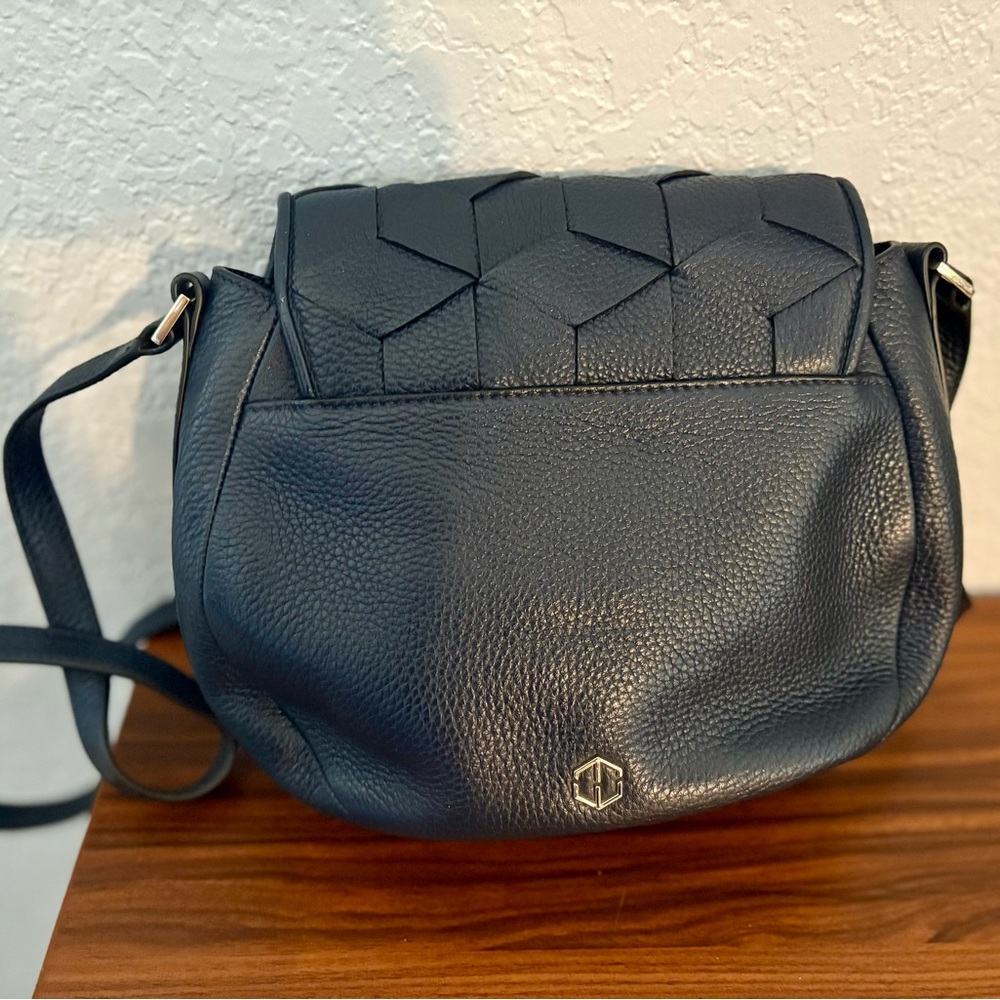 Welden Navy Leather Crossbody Bag - Picture 3 of 3